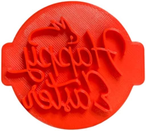 The Cookie Cutter Hub Happy Easter with Bunny Embosser No 57 /Stamp for Cupcakes Fondant Icing Clay Cake Baking Decoration