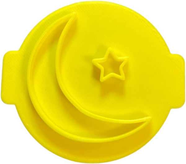 The Cookie Cutter Hub Moon & Star Embosser No 111 /Stamp for Cupcakes Fondant Icing Clay Cake Baking Decoration