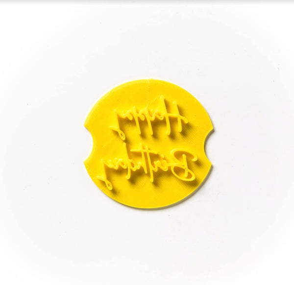 The Cookie Cutter Hub Happy Birthday Embosser /Stamp for Cupcakes Fondant Icing Clay Cake Baking Decoration