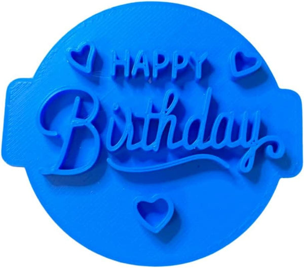 The Cookie Cutter Hub Happy Birthday Hearts Embosser No 48/Stamp for Cupcakes Fondant Icing Clay Cake Baking Decoration