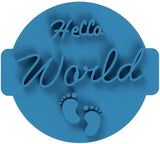 The Cookie Cutter Hub Hello World Embosser No 112 /Stamp for Cupcakes Fondant Icing Clay Cake Baking Decoration