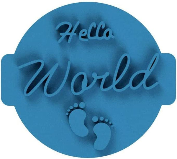 The Cookie Cutter Hub Hello World Embosser No 112 /Stamp for Cupcakes Fondant Icing Clay Cake Baking Decoration