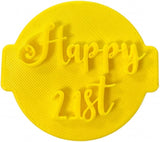 The Cookie Cutter Hub Happy 21st Embosser No 128 /Stamp for Cupcakes Fondant Icing Clay Cake Baking Decoration