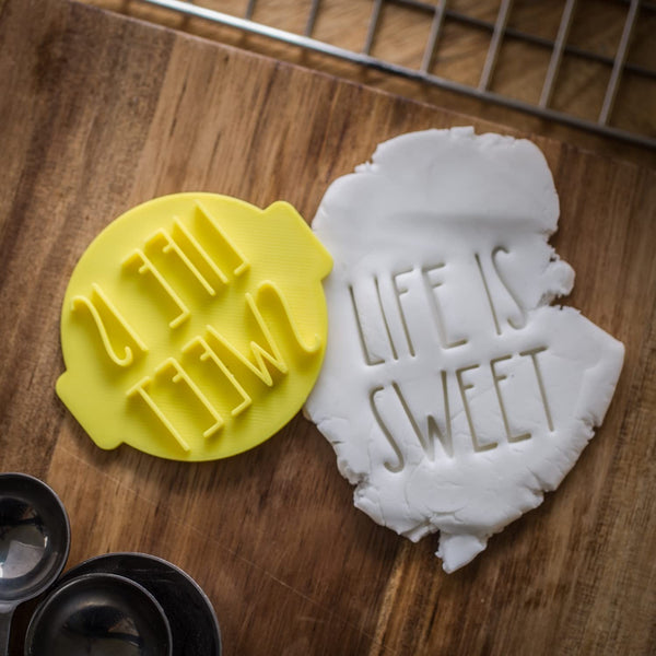 The Cookie Cutter Hub Life is Sweet Embosser No 14 /Stamp for Cupcakes Fondant Icing Clay Cake Baking Decoration