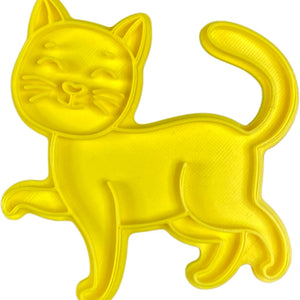 The Cookie Cutter Hub 9cm Cat Cookie Cutter and Matching Embosser for Cookies Biscuits Clay Baking Decoration