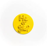 The Cookie Cutter He or She Baby Shower Embosser /Stamp for Cupcakes Fondant Icing Clay Cake Baking Decoration