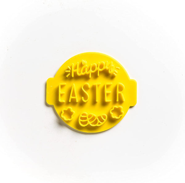 The Cookie Cutter Hub Happy Easter 3 Eggs Embosser No 50 /Stamp for Cupcakes Fondant Icing Clay Cake Baking Decoration