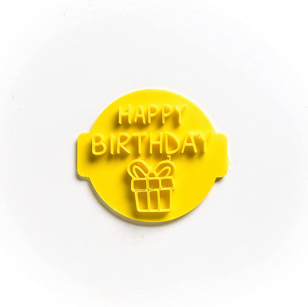 The Cookie Cutter Hub Happy Birthday Present Embosser No 53 /Stamp for Cupcakes Fondant Icing Clay Cake Baking Decoration