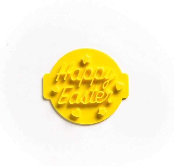 The Cookie Cutter Hub Happy Easter Stars & Hearts Embosser No 49 /Stamp for Cupcakes Fondant Icing Clay Cake Baking Decoration