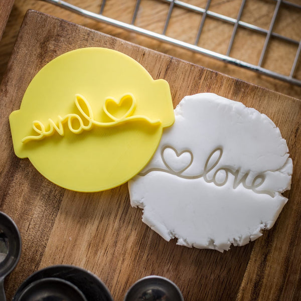 The Cookie Cutter Hub Love with a Heart Embosser No 39 /Stamp for Cupcakes Fondant Icing Clay Cake Baking Decoration