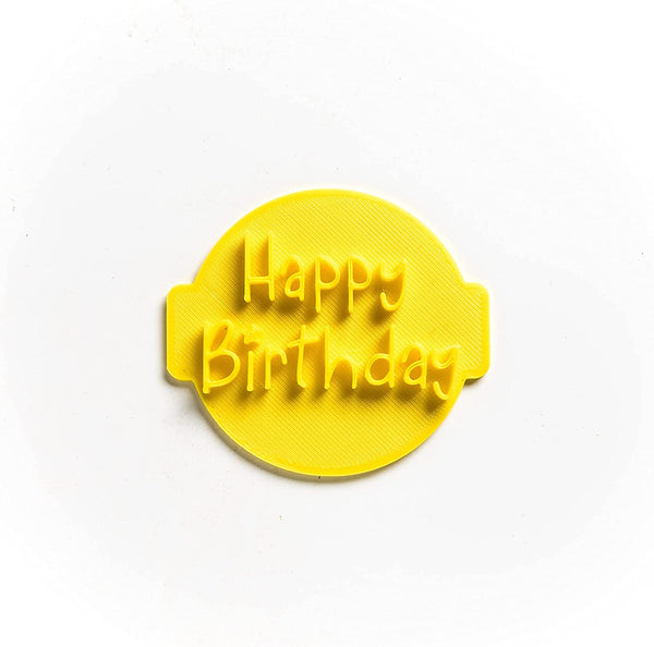 The Cookie Cutter Hub Happy Birthday Font 2 Embosser No 45 /Stamp for Cupcakes Fondant Icing Clay Cake Baking Decoration