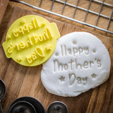 The Cookie Cutter Hub Happy Mother's Day with Stars Embosser No 41 /Stamp for Cupcakes Fondant Icing Clay Cake Baking Decoration