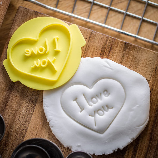 The Cookie Cutter Hub Love You with Hearts Embosser No 54 /Stamp for Cupcakes Fondant Icing Clay Cake Baking Decoration