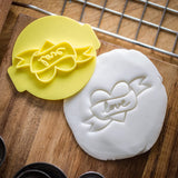 The Cookie Cutter Hub Love Heart with Ribbon Embosser No 21 /Stamp for Cupcakes Fondant Icing Clay Cake Baking Decoration