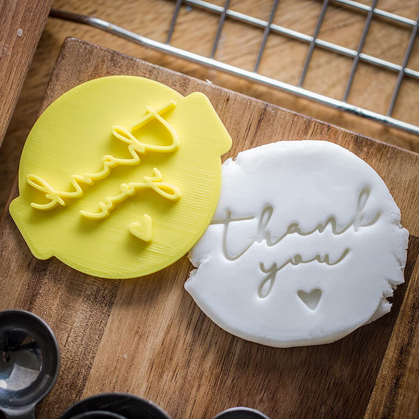 The Cookie Cutter Hub Thank You Hearts Embosser No 2 /Stamp for Cupcakes Fondant Icing Clay Cake Baking Decoration