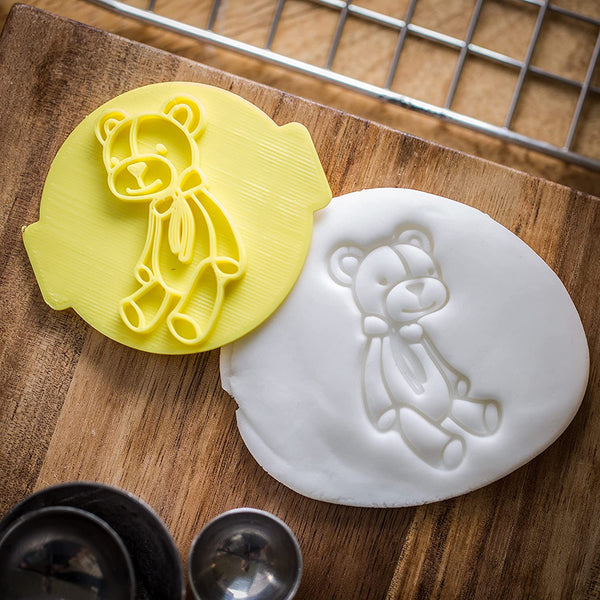 The Cookie Cutter Hub Cute Teddy Embosser No 91 /Stamp for Cupcakes Fondant Icing Clay Cake Baking Decoration