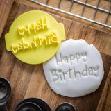 The Cookie Cutter Hub Happy Birthday Embosser /Stamp for Cupcakes Fondant Icing Clay Cake Baking Decoration
