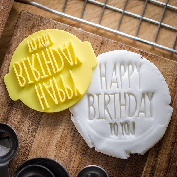 The Cookie Cutter Hub Happy Birthday to You Embosser No 47 /Stamp for Cupcakes Fondant Icing Clay Cake Baking Decoration